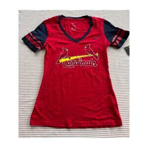 Nike Women's St. Louis Cardinals V-Neck T-Shirt Red Size S Baseball MLB Athletic